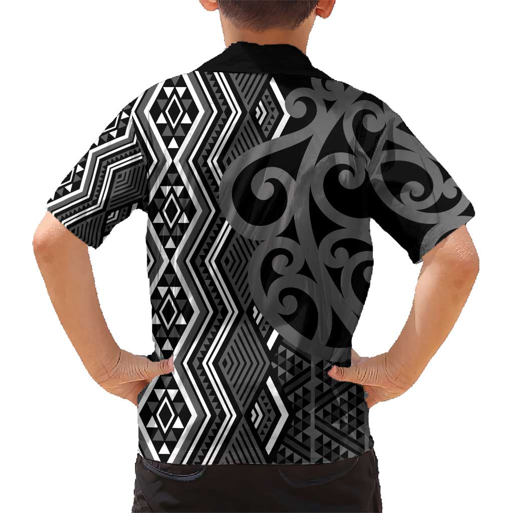 Maori Taniko Patterns Hawaiian Shirt Black Patiki Motifs Mix Whakairo Ngaru