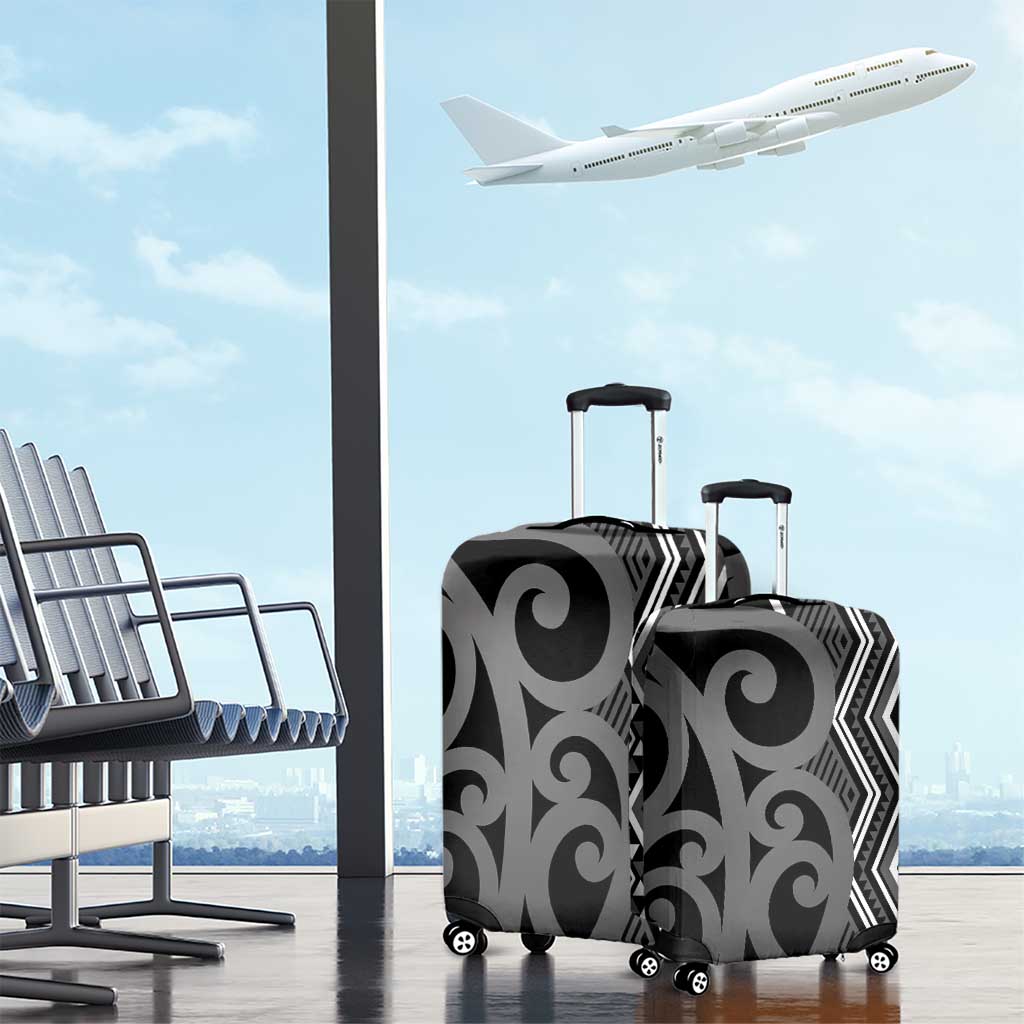 Maori Taniko Patterns Luggage Cover Black Patiki Motifs Mix Whakairo Ngaru