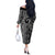 Maori Taniko Patterns Off The Shoulder Long Sleeve Dress Black Patiki Motifs Mix Whakairo Ngaru
