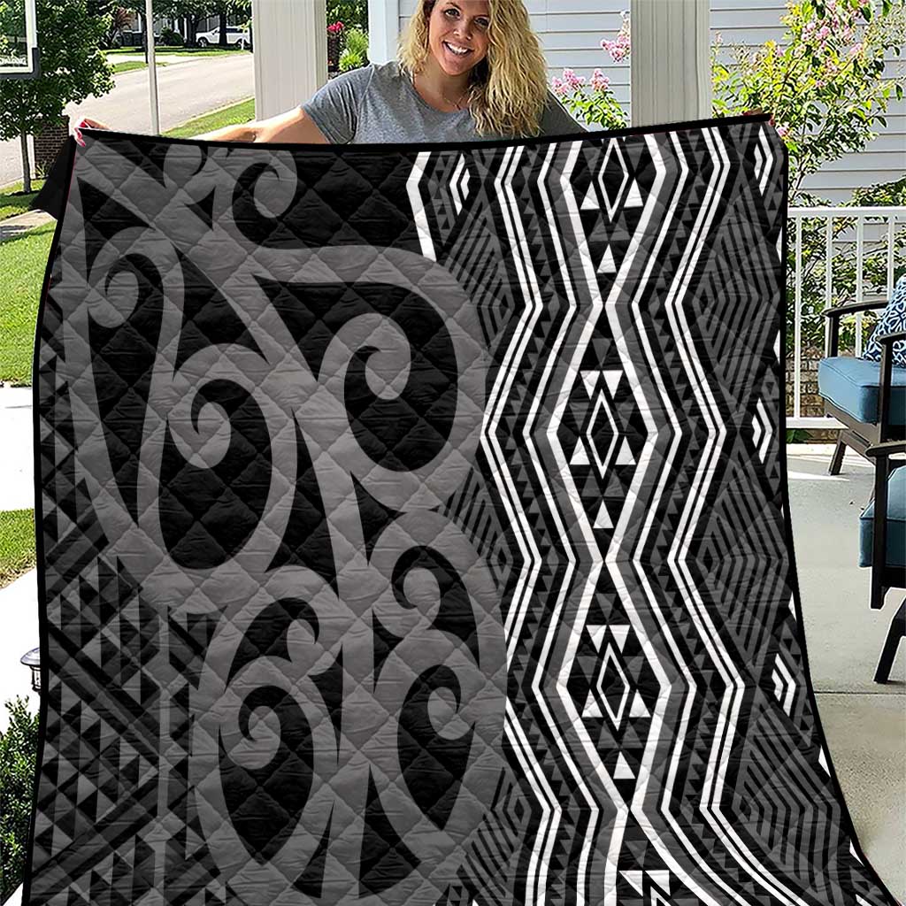 Maori Taniko Patterns Quilt Black Patiki Motifs Mix Whakairo Ngaru LT7 Black - Polynesian Pride