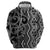 Maori Taniko Patterns Zip Hoodie Black Patiki Motifs Mix Whakairo Ngaru