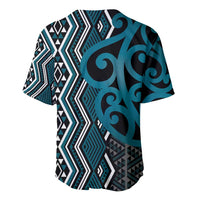Maori Taniko Patterns Baseball Jersey Azure Patiki Motifs Mix Whakairo Ngaru