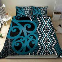 Maori Taniko Patterns Bedding Set Azure Patiki Motifs Mix Whakairo Ngaru
