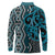 Maori Taniko Patterns Long Sleeve Polo Shirt Azure Patiki Motifs Mix Whakairo Ngaru