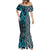 Maori Taniko Patterns Mermaid Dress Azure Patiki Motifs Mix Whakairo Ngaru