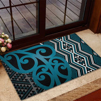Maori Taniko Patterns Rubber Doormat Azure Patiki Motifs Mix Whakairo Ngaru