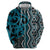Maori Taniko Patterns Zip Hoodie Azure Patiki Motifs Mix Whakairo Ngaru