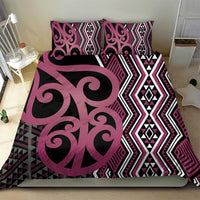 Maori Taniko Patterns Bedding Set Pink Patiki Motifs Mix Whakairo Ngaru