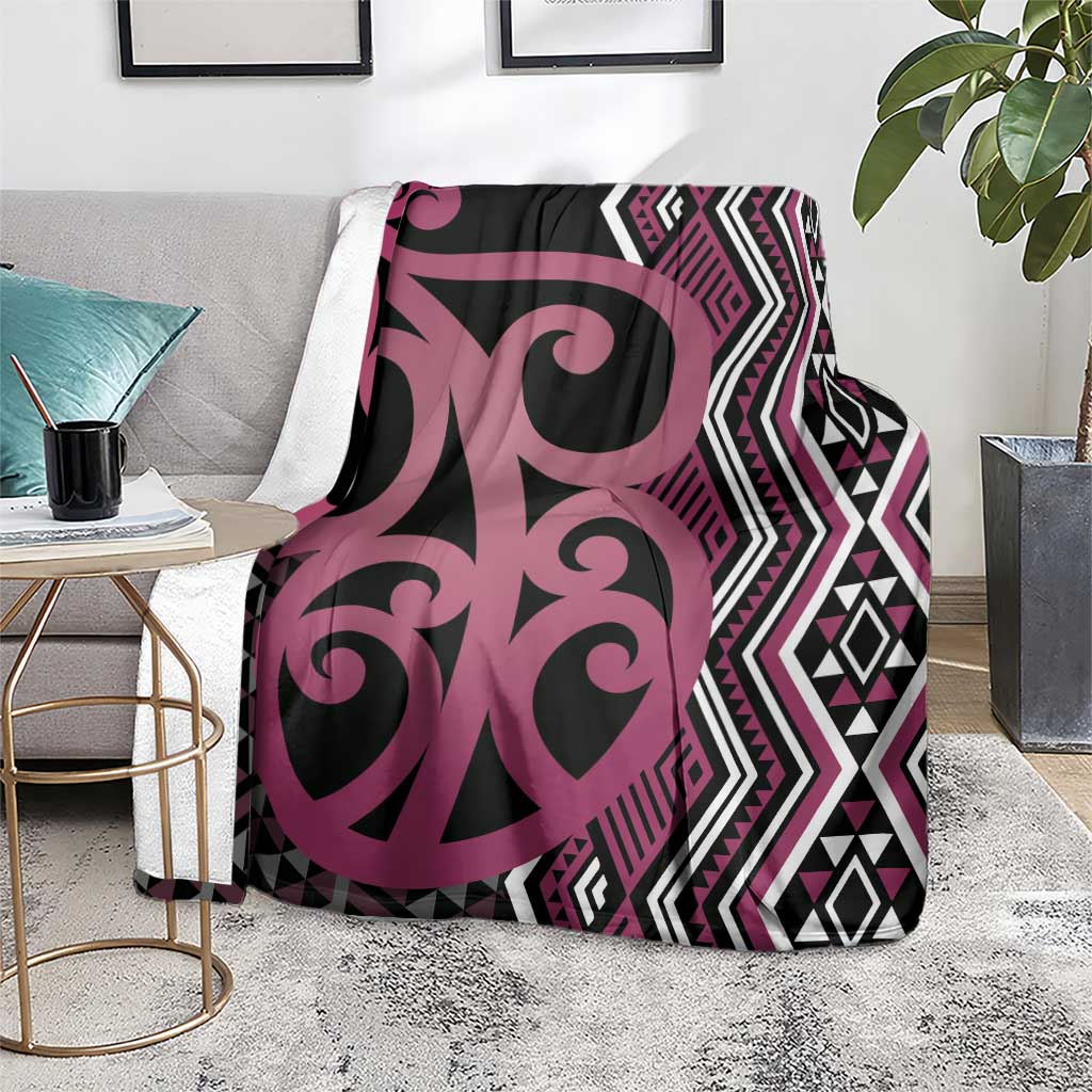 Maori Taniko Patterns Blanket Pink Patiki Motifs Mix Whakairo Ngaru