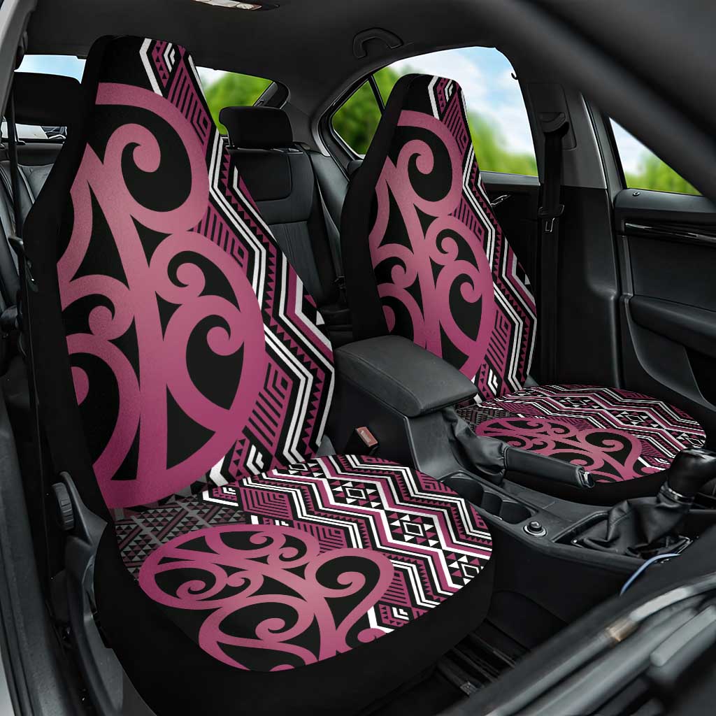 Maori Taniko Patterns Car Seat Cover Pink Patiki Motifs Mix Whakairo Ngaru