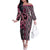 Maori Taniko Patterns Family Matching Off The Shoulder Long Sleeve Dress and Hawaiian Shirt Pink Patiki Motifs Mix Whakairo Ngaru