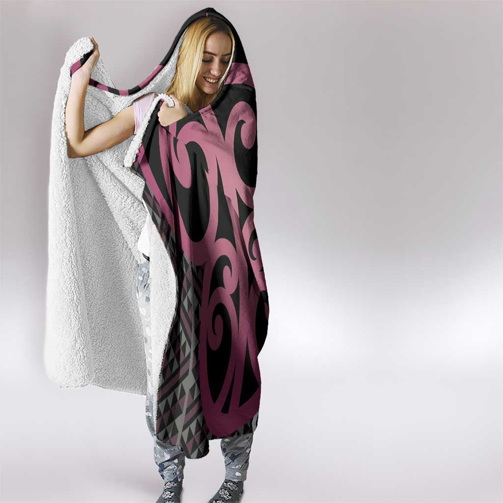Maori Taniko Patterns Hooded Blanket Pink Patiki Motifs Mix Whakairo Ngaru