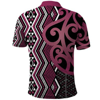 Maori Taniko Patterns Polo Shirt Pink Patiki Motifs Mix Whakairo Ngaru