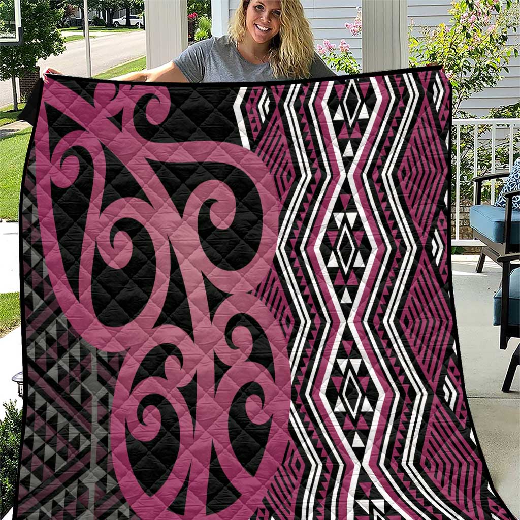 Maori Taniko Patterns Quilt Pink Patiki Motifs Mix Whakairo Ngaru LT7 Pink - Polynesian Pride
