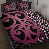 Maori Taniko Patterns Quilt Bed Set Pink Patiki Motifs Mix Whakairo Ngaru