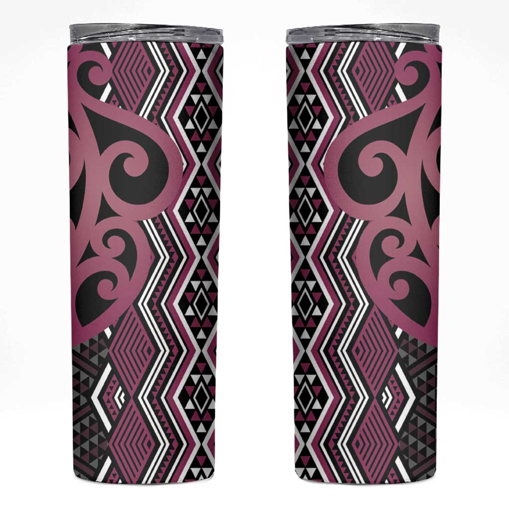Maori Taniko Patterns Skinny Tumbler Pink Patiki Motifs Mix Whakairo Ngaru