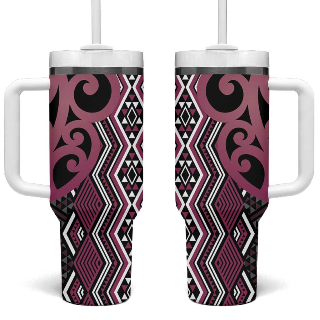 Maori Taniko Patterns Tumbler With Handle Pink Patiki Motifs Mix Whakairo Ngaru