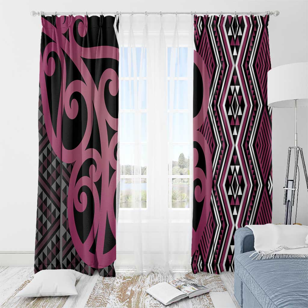 Maori Taniko Patterns Window Curtain Pink Patiki Motifs Mix Whakairo Ngaru