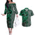 Maori Taniko Patterns Couples Matching Off The Shoulder Long Sleeve Dress and Hawaiian Shirt Pounamu Patiki Motifs Mix Whakairo Ngaru