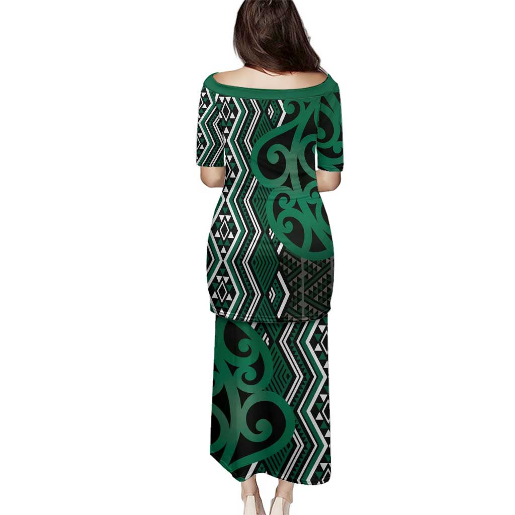 Maori Taniko Patterns Family Matching Puletasi and Hawaiian Shirt Pounamu Patiki Motifs Mix Whakairo Ngaru