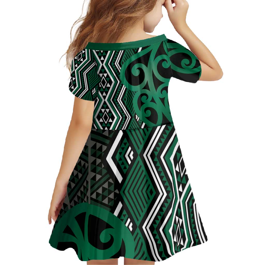 Maori Taniko Patterns Family Matching Short Sleeve Bodycon Dress and Hawaiian Shirt Pounamu Patiki Motifs Mix Whakairo Ngaru