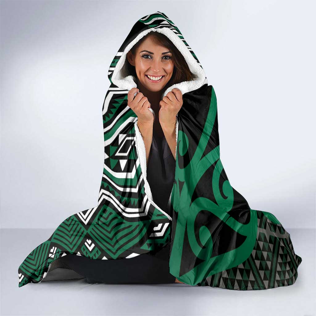 Maori Taniko Patterns Hooded Blanket Pounamu Patiki Motifs Mix Whakairo Ngaru LT7 - Polynesian Pride