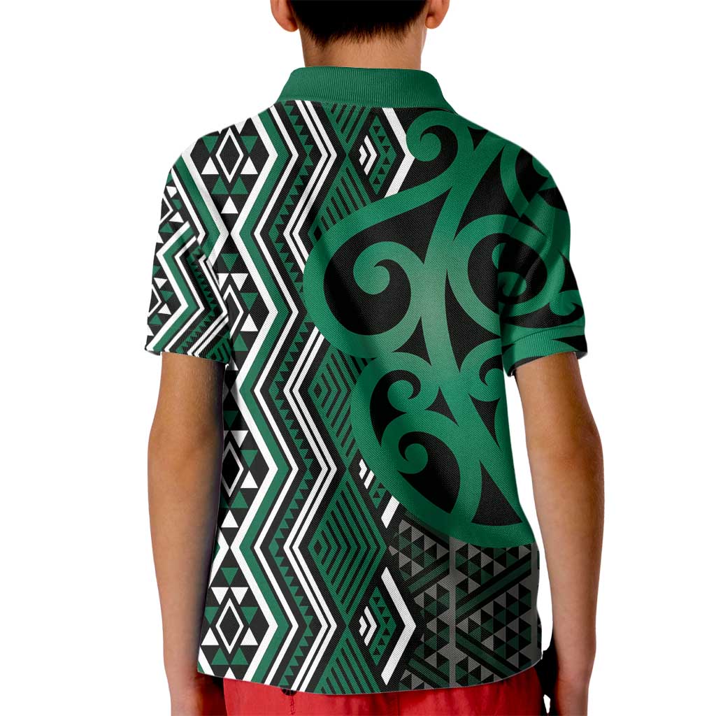 Maori Taniko Patterns Kid Polo Shirt Pounamu Patiki Motifs Mix Whakairo Ngaru