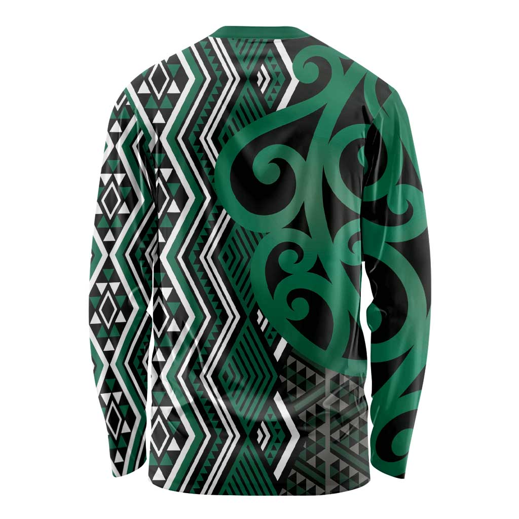 Maori Taniko Patterns Long Sleeve Shirt Pounamu Patiki Motifs Mix Whakairo Ngaru
