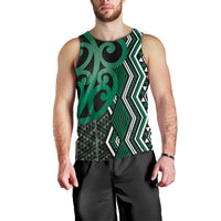 Maori Taniko Patterns Men Tank Top Pounamu Patiki Motifs Mix Whakairo Ngaru