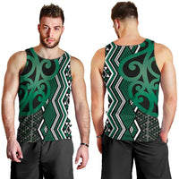 Maori Taniko Patterns Men Tank Top Pounamu Patiki Motifs Mix Whakairo Ngaru