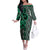 Maori Taniko Patterns Off The Shoulder Long Sleeve Dress Pounamu Patiki Motifs Mix Whakairo Ngaru