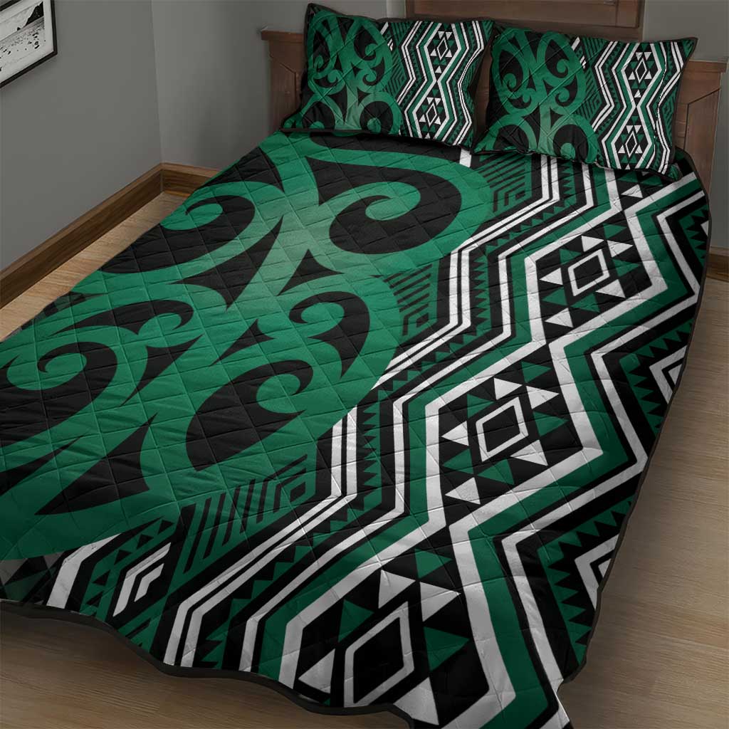 Maori Taniko Patterns Quilt Bed Set Pounamu Patiki Motifs Mix Whakairo Ngaru