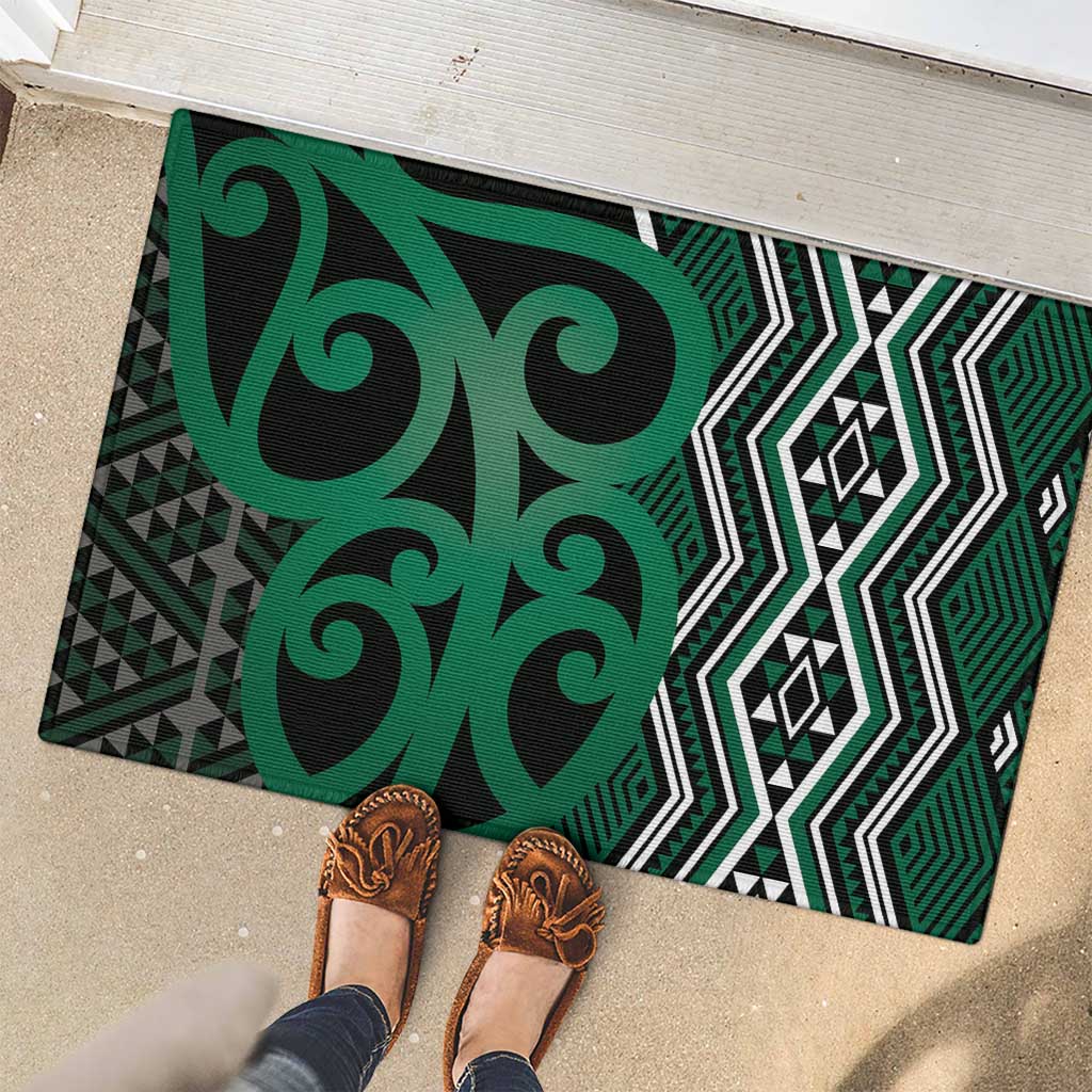 Maori Taniko Patterns Rubber Doormat Pounamu Patiki Motifs Mix Whakairo Ngaru LT7 - Polynesian Pride