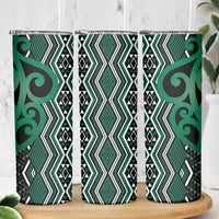 Maori Taniko Patterns Skinny Tumbler Pounamu Patiki Motifs Mix Whakairo Ngaru