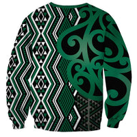 Maori Taniko Patterns Sweatshirt Pounamu Patiki Motifs Mix Whakairo Ngaru