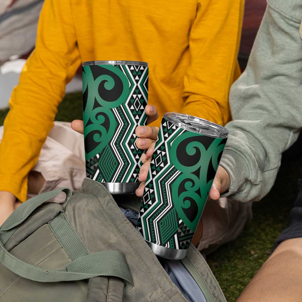 Maori Taniko Patterns Tumbler Cup Pounamu Patiki Motifs Mix Whakairo Ngaru