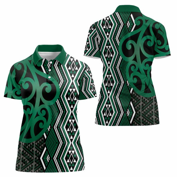 Maori Taniko Patterns Women Polo Shirt Pounamu Patiki Motifs Mix ...