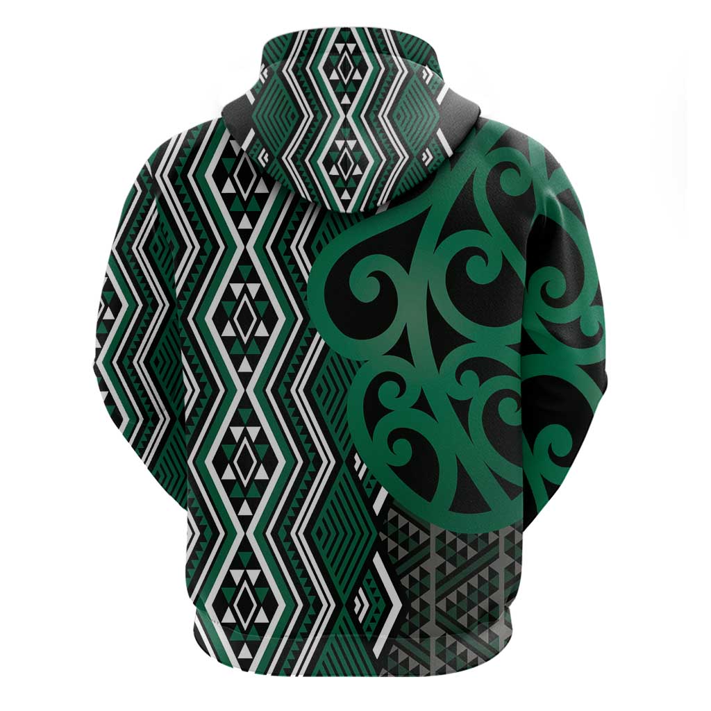 Maori Taniko Patterns Zip Hoodie Pounamu Patiki Motifs Mix Whakairo Ngaru LT7 - Polynesian Pride