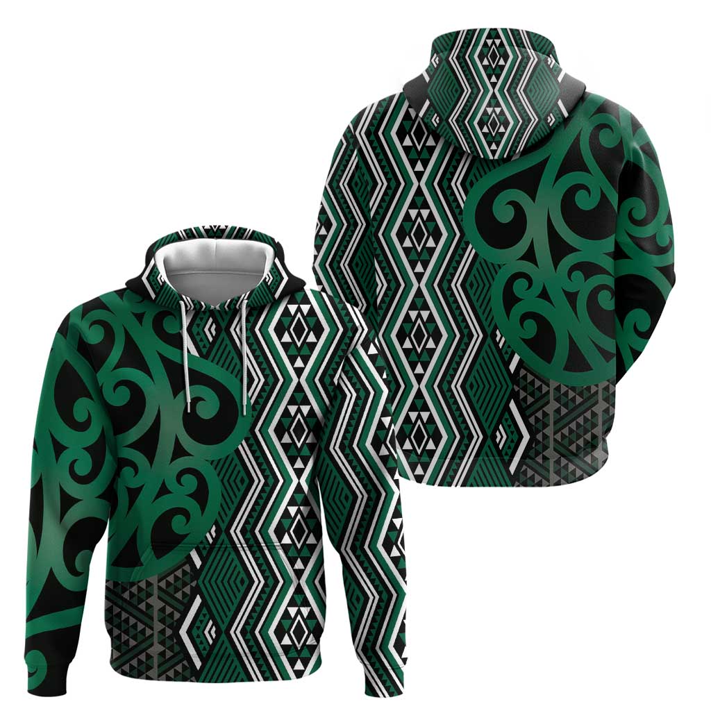 Maori Taniko Patterns Zip Hoodie Pounamu Patiki Motifs Mix Whakairo Ngaru LT7 - Polynesian Pride