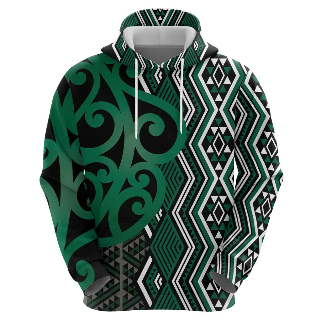 Maori Taniko Patterns Zip Hoodie Pounamu Patiki Motifs Mix Whakairo Ngaru LT7 - Polynesian Pride