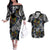 Aotearoa Takatapui Pride Couples Matching Off The Shoulder Long Sleeve Dress and Hawaiian Shirt Rainbow Butterfly - Free To Love