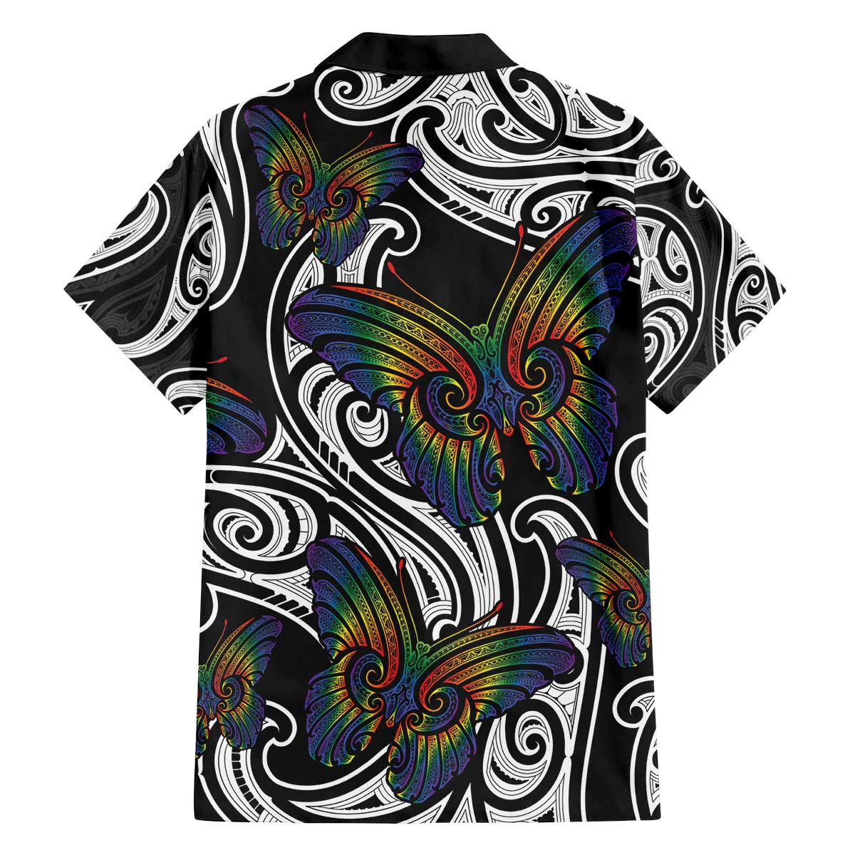 Aotearoa Takatapui Pride Family Matching Off The Shoulder Long Sleeve Dress and Hawaiian Shirt Rainbow Butterfly - Free To Love