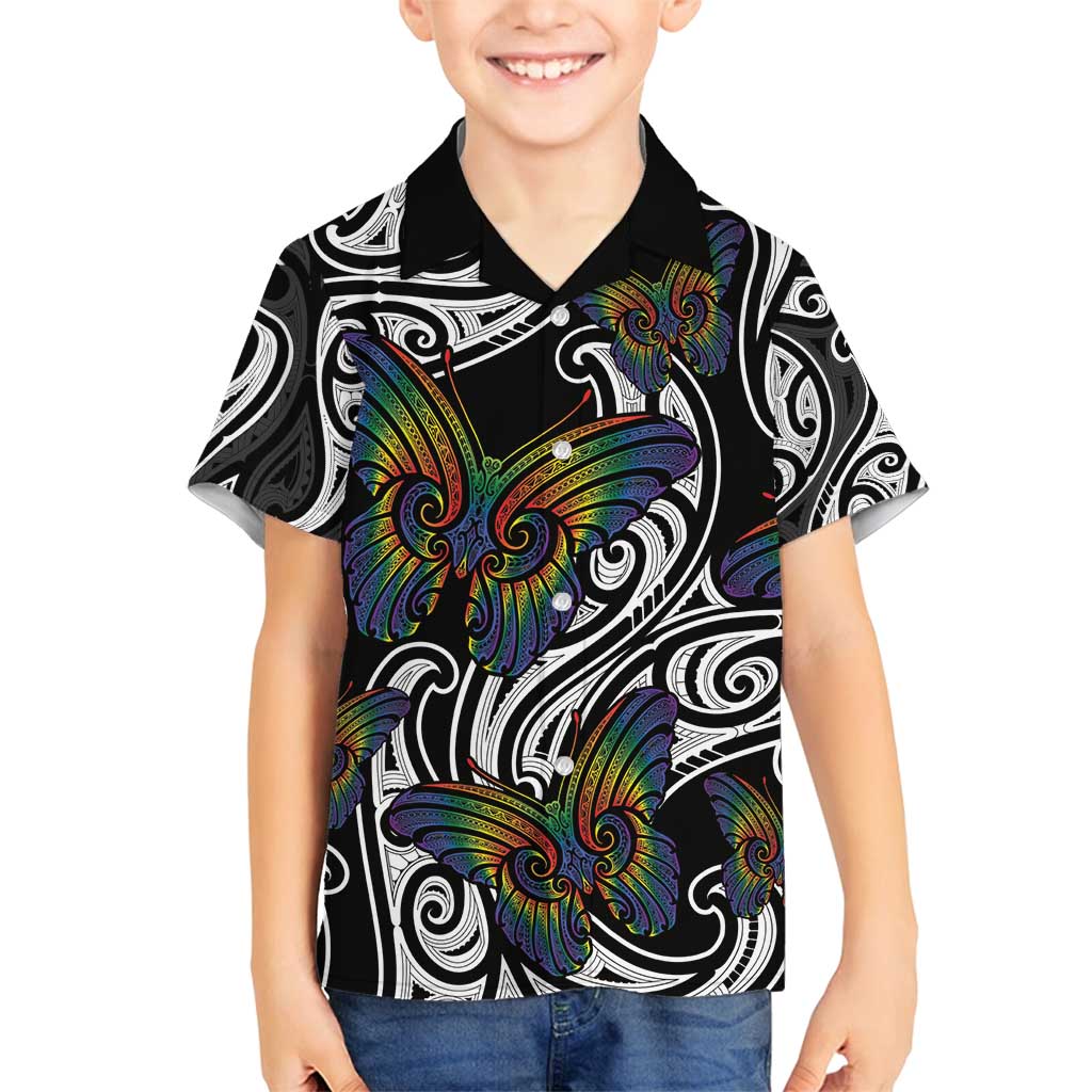Aotearoa Takatapui Pride Family Matching Puletasi and Hawaiian Shirt Rainbow Butterfly - Free To Love