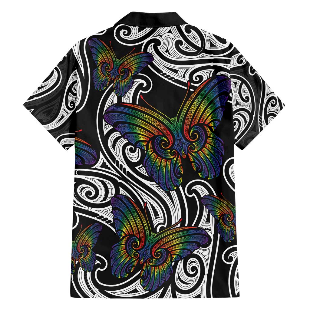 Aotearoa Takatapui Pride Hawaiian Shirt Rainbow Butterfly - Free To Love