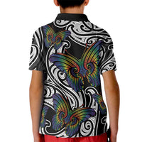Aotearoa Takatapui Pride Kid Polo Shirt Rainbow Butterfly - Free To Love