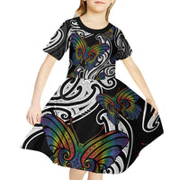 Aotearoa Takatapui Pride Kid Short Sleeve Dress Rainbow Butterfly - Free To Love