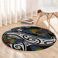 Aotearoa Takatapui Pride Round Carpet Rainbow Butterfly - Free To Love