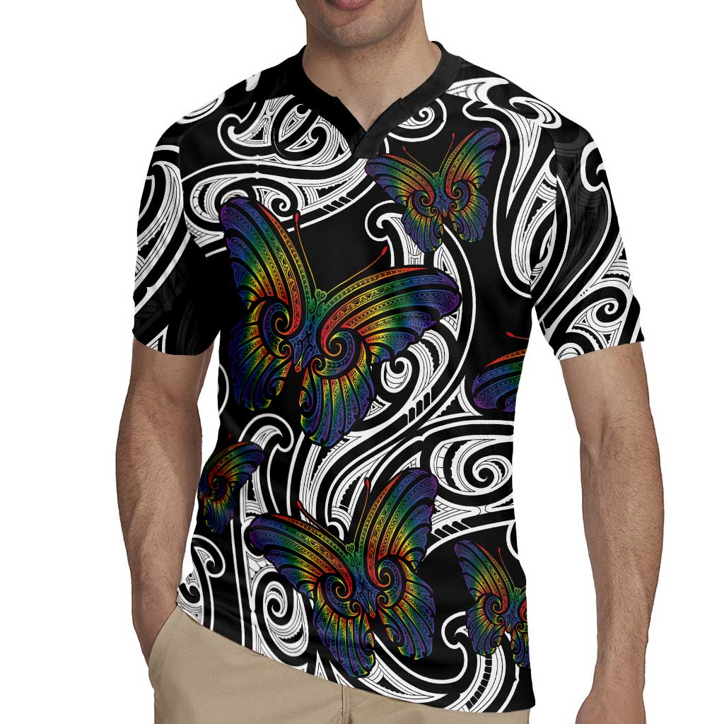 Aotearoa Takatapui Pride Rugby Jersey Rainbow Butterfly - Free To Love LT7 - Polynesian Pride