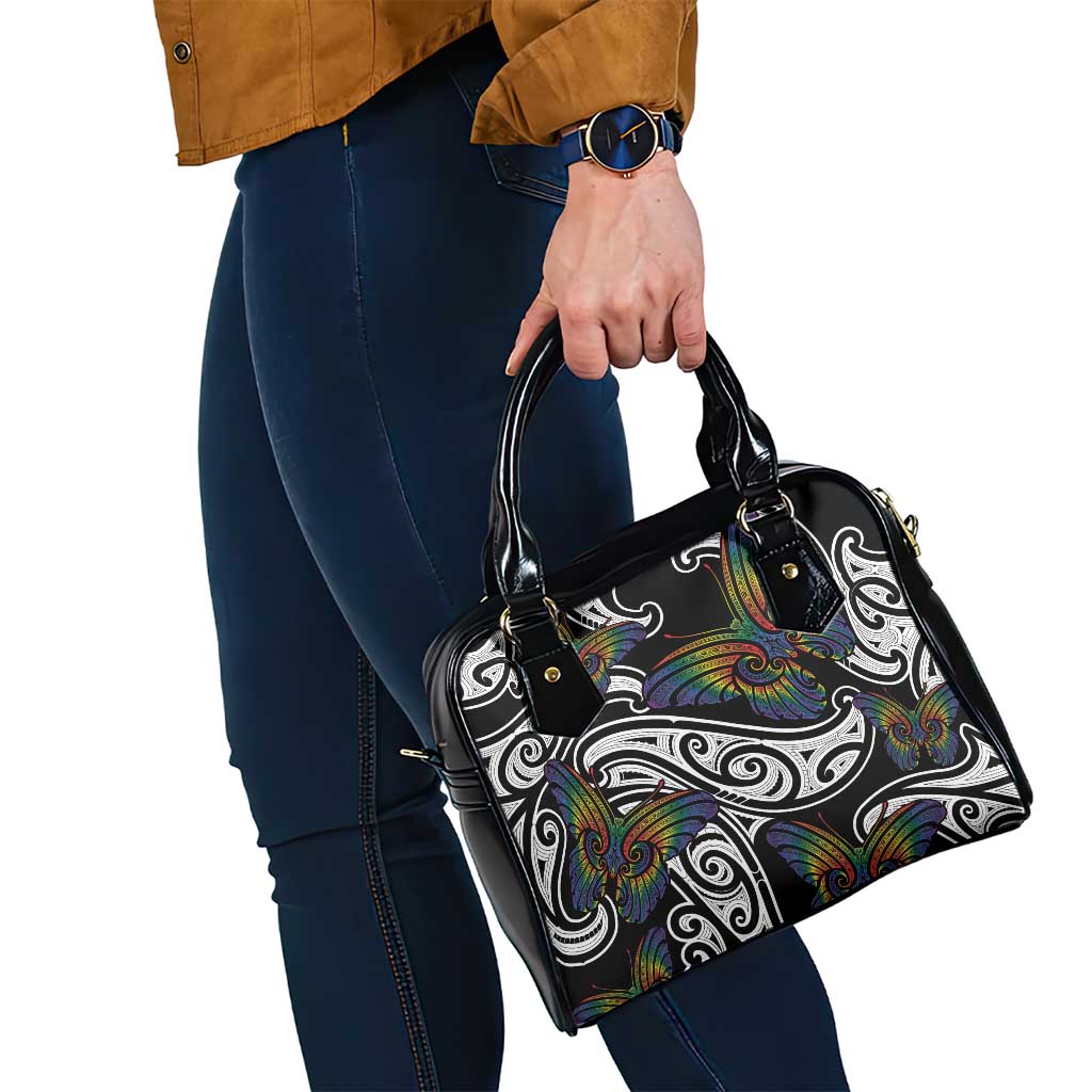 Aotearoa Takatapui Pride Shoulder Handbag Rainbow Butterfly - Free To Love LT7 - Polynesian Pride