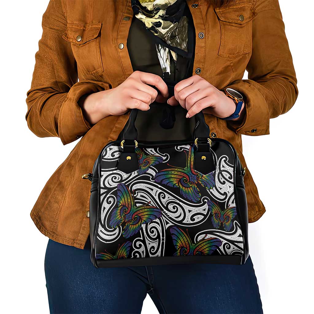 Aotearoa Takatapui Pride Shoulder Handbag Rainbow Butterfly - Free To Love LT7 - Polynesian Pride